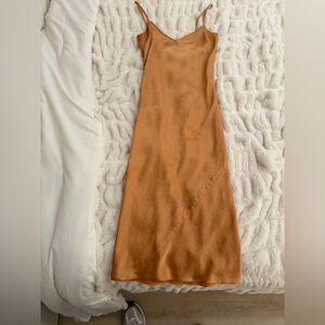 Wilfred Satin Dress in Warm Tan